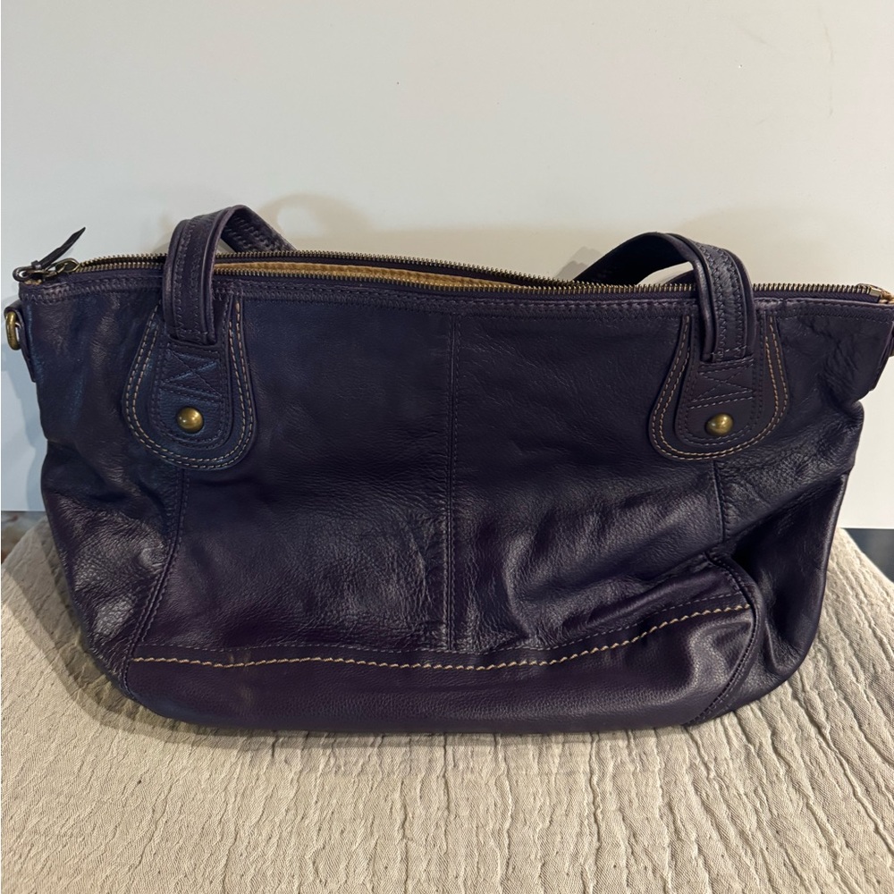 Elegant SAK Purple Leather Tote Bag